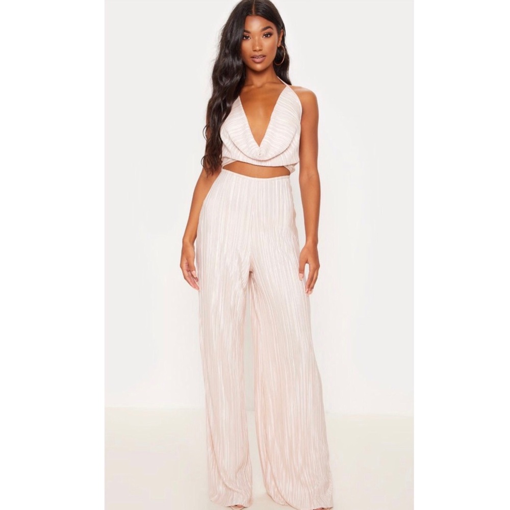 Champagne pleated jumpsuit